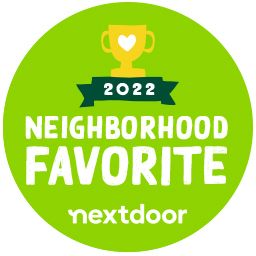 A green circle with the words `` neighborhood favorite '' on it.