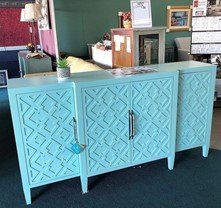 Small Cabinet With Blue Paint — Rocky Mount, NC — Viverette Furniture Inc