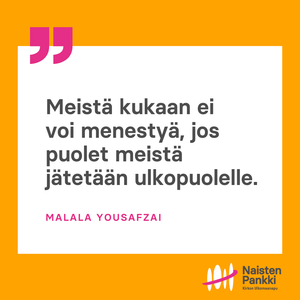 A quote from malala yousafzai is on a yellow background.