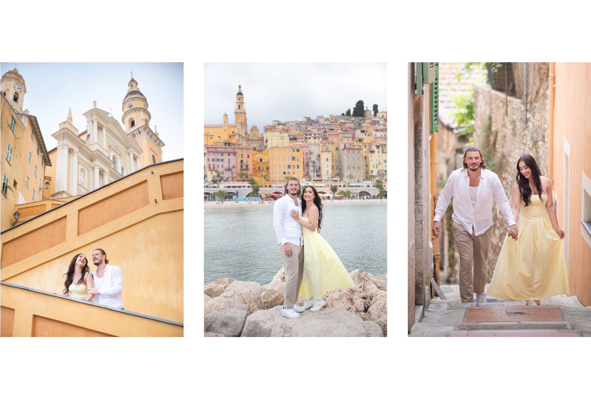 Montage of professional photoshoot in Menton, France, following a proposal.