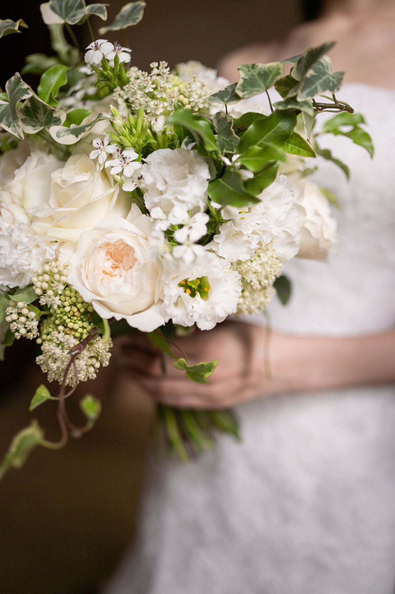 A luxury bridal bouquet of white and cream flowers