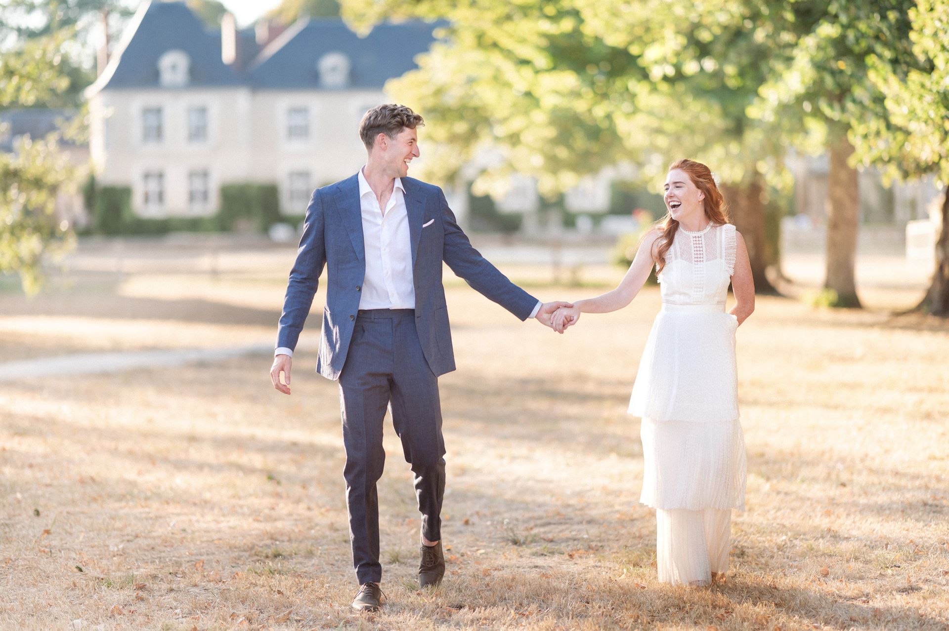 A bride and groom during an unposed photography couple photo session.