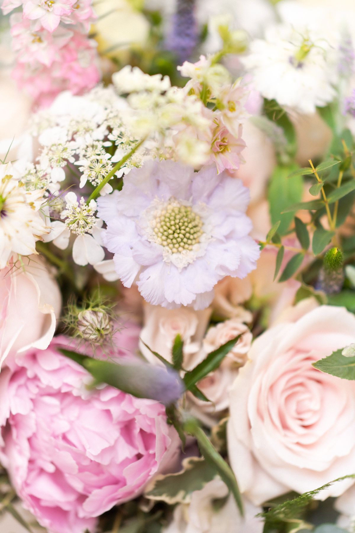 Wedding flowers of bright, pastel colours.