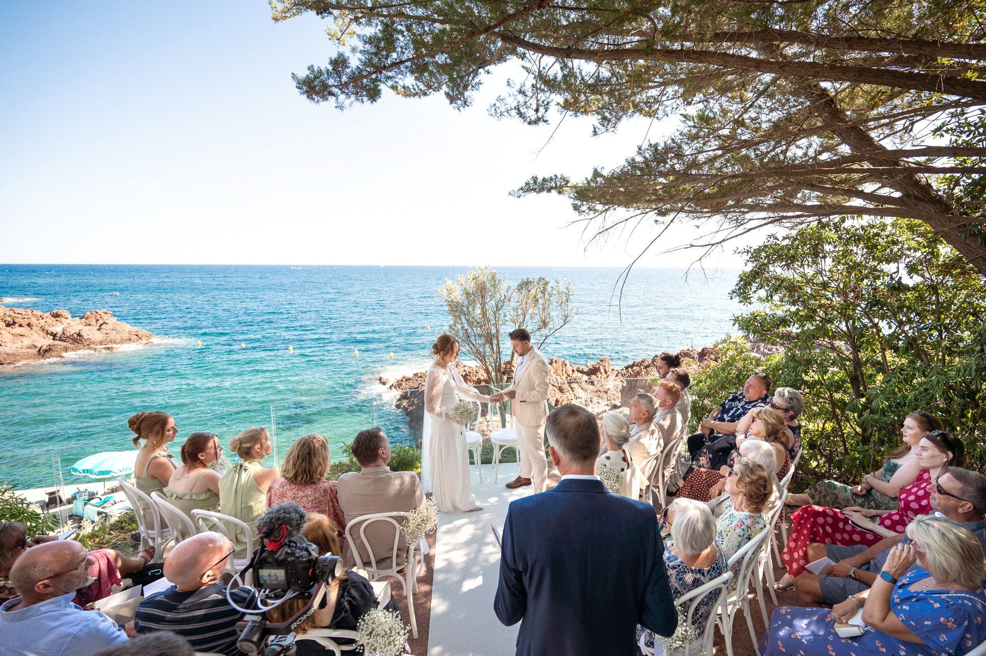 Mediterranean destination wedding location at the Tiara Miramar Beach Resort Hotel, South of France.