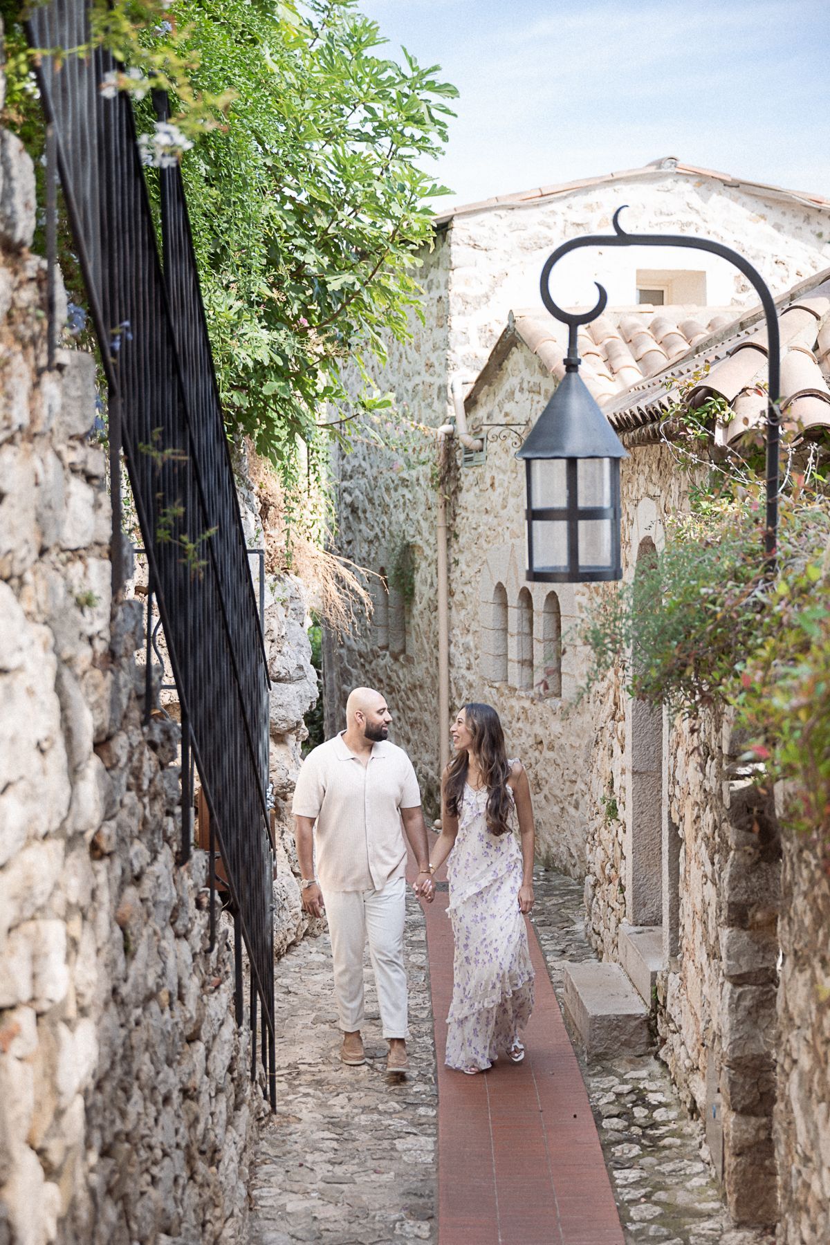 A romantic engagement photoshoot on Eze village's narrow streets