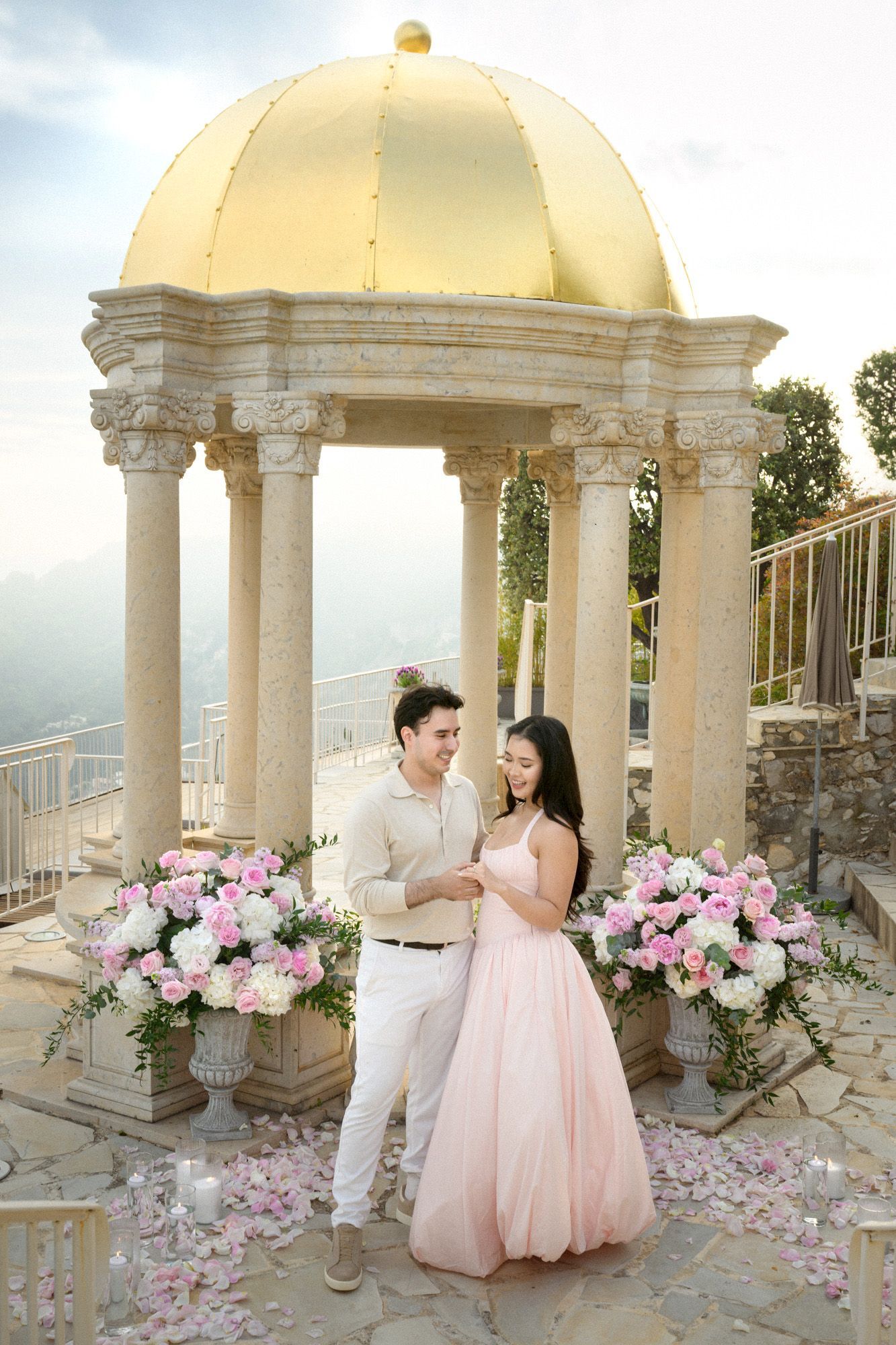 A engagement photoshoot after a proposal at the Temple of Love in Eze, South of France.