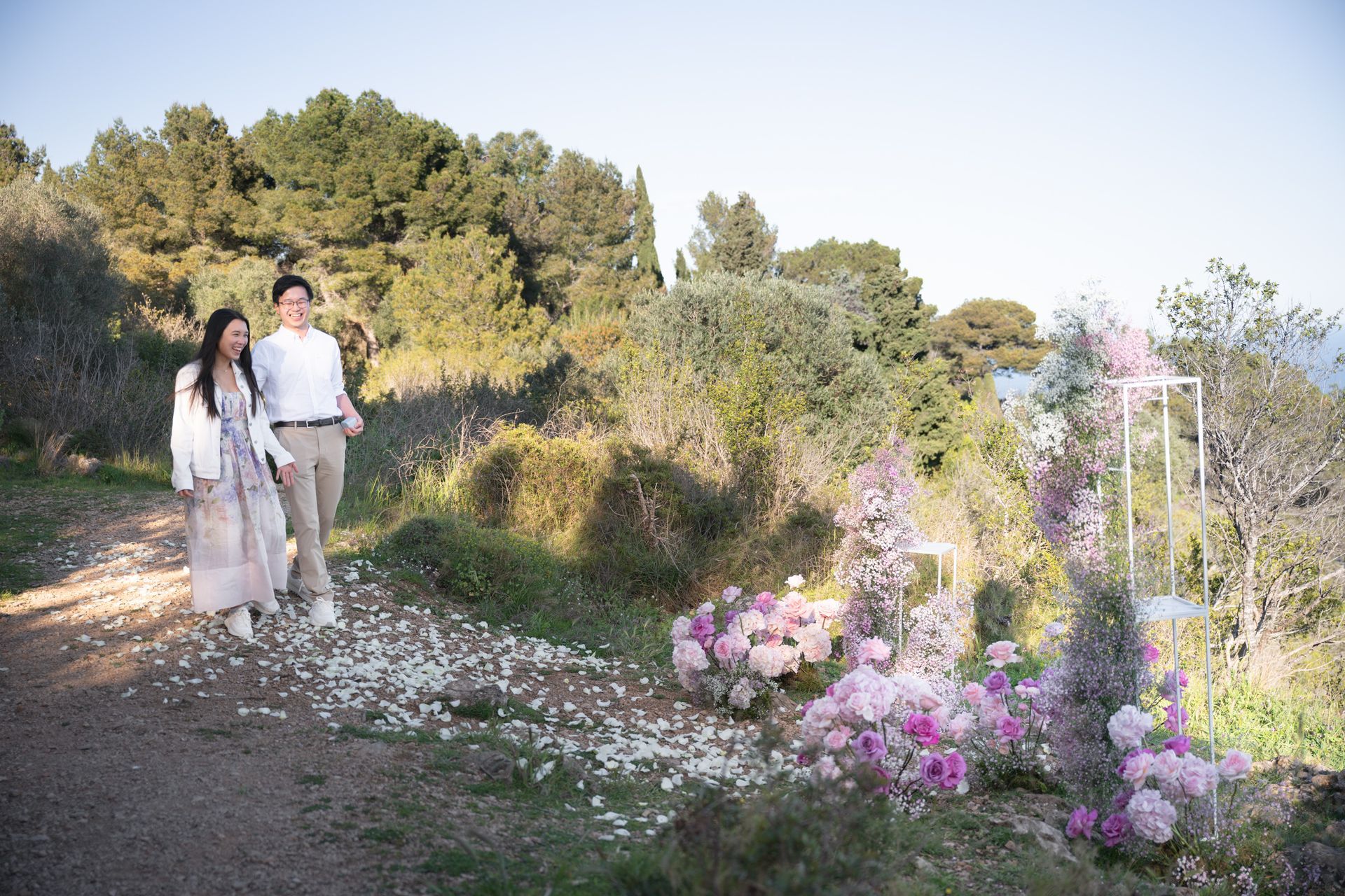 beautiful flowers at the proposal spot by Mazur Flowers