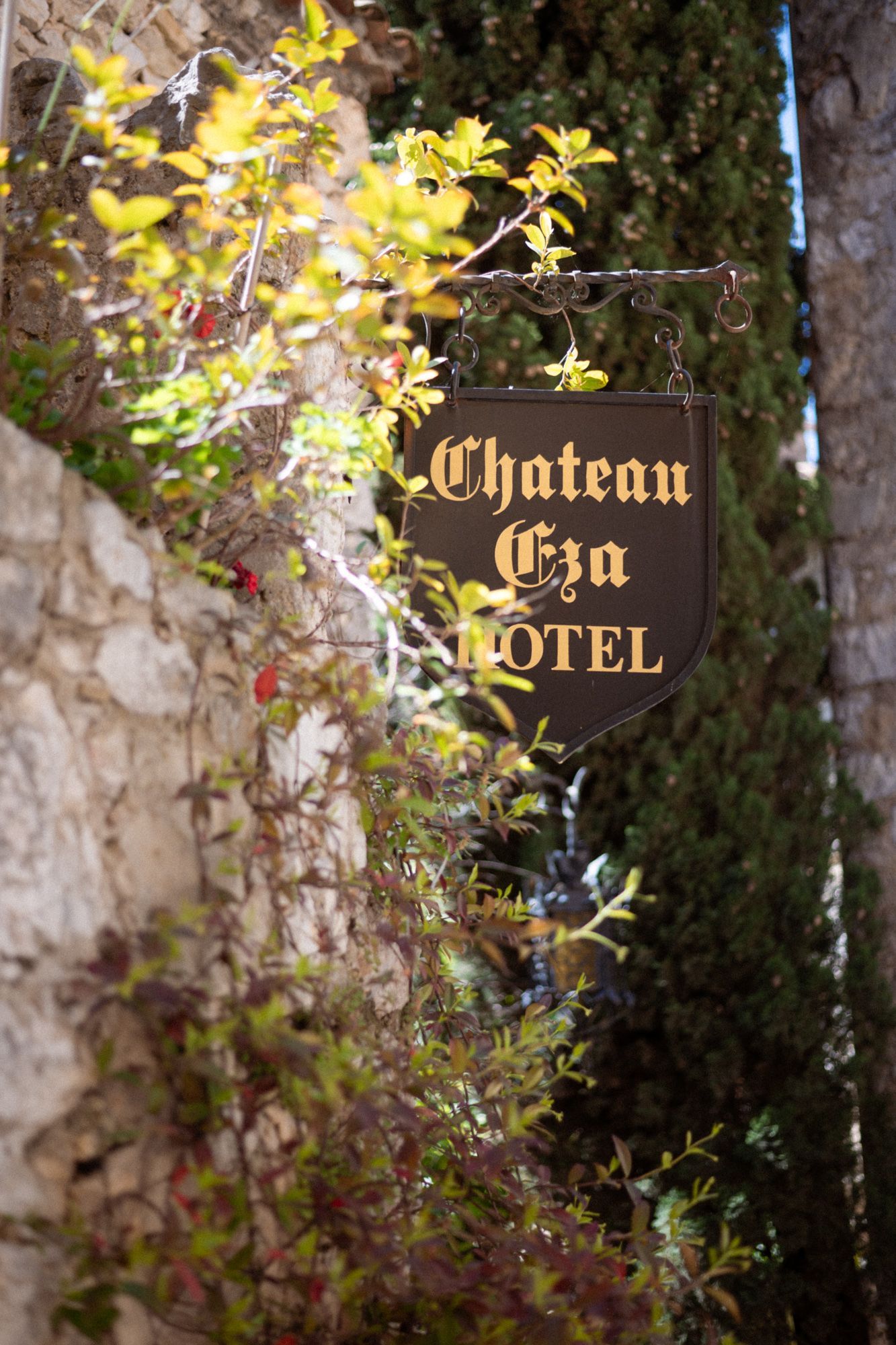 The street sign for Chateau Eza proposal location in Eze village.