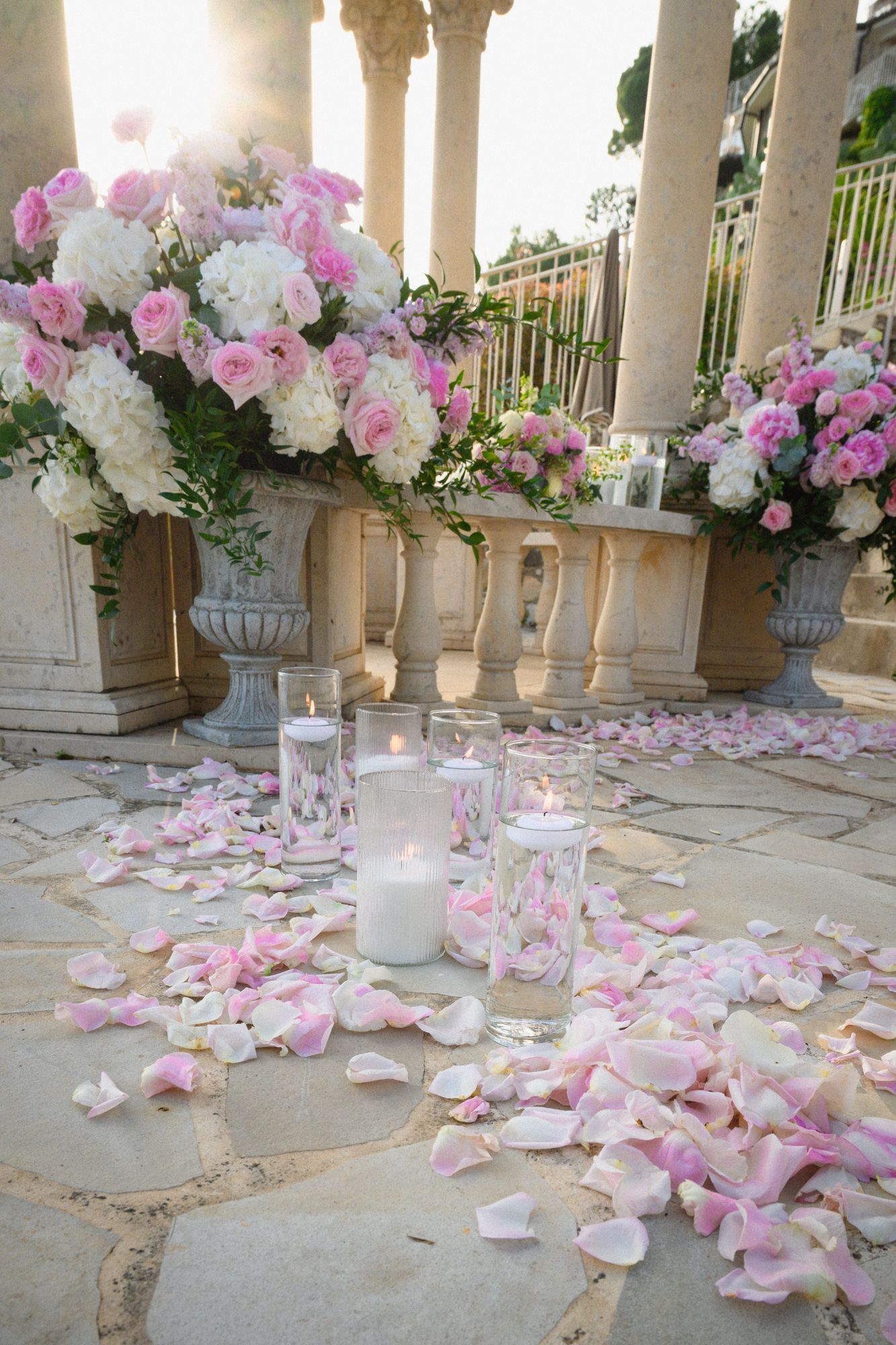 Flowers and candles at the Chevre d'Or Hotel's Temple of Love proposal location.