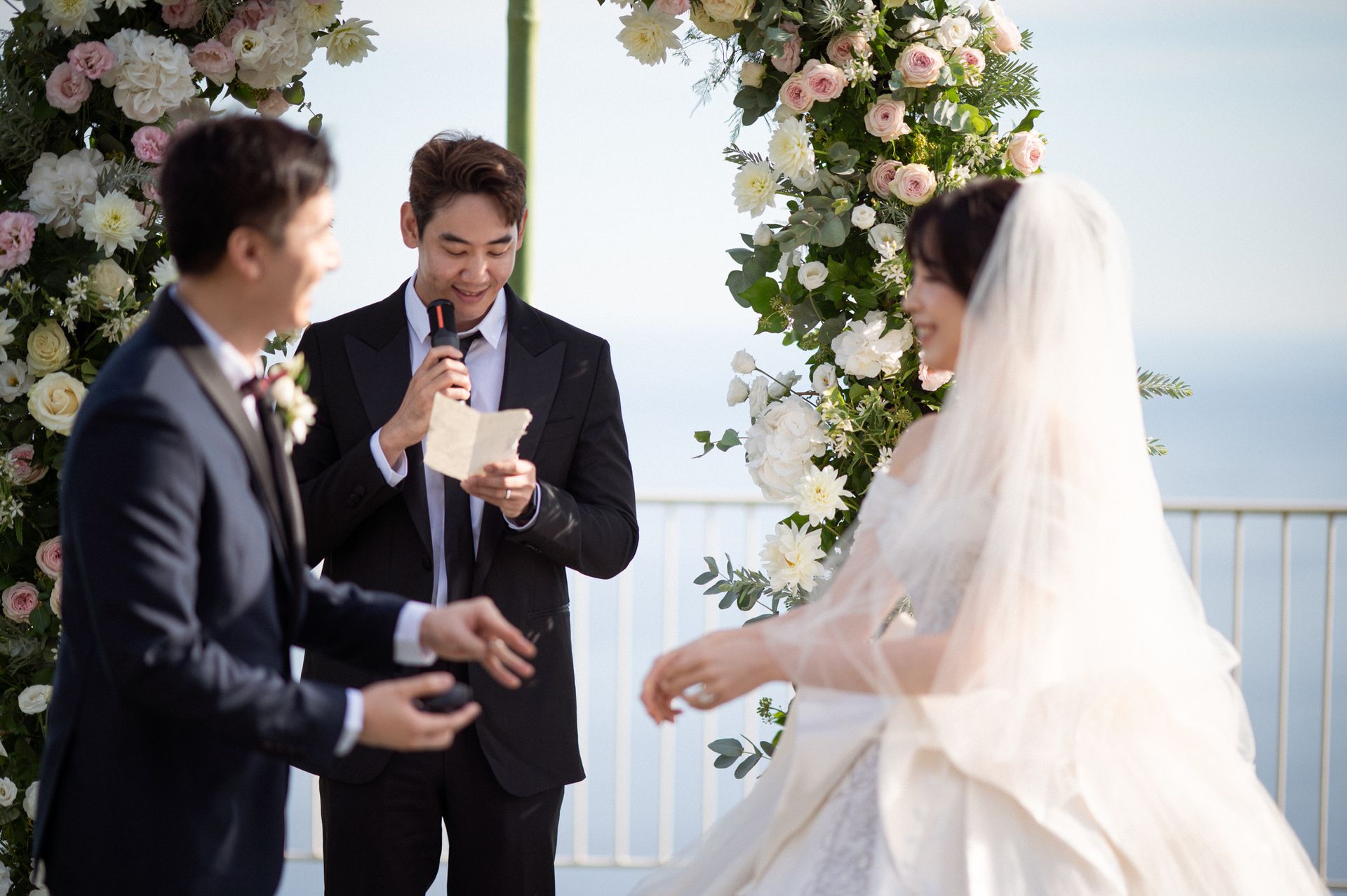 A couple exchange marriage vows at the Chevre d'Or