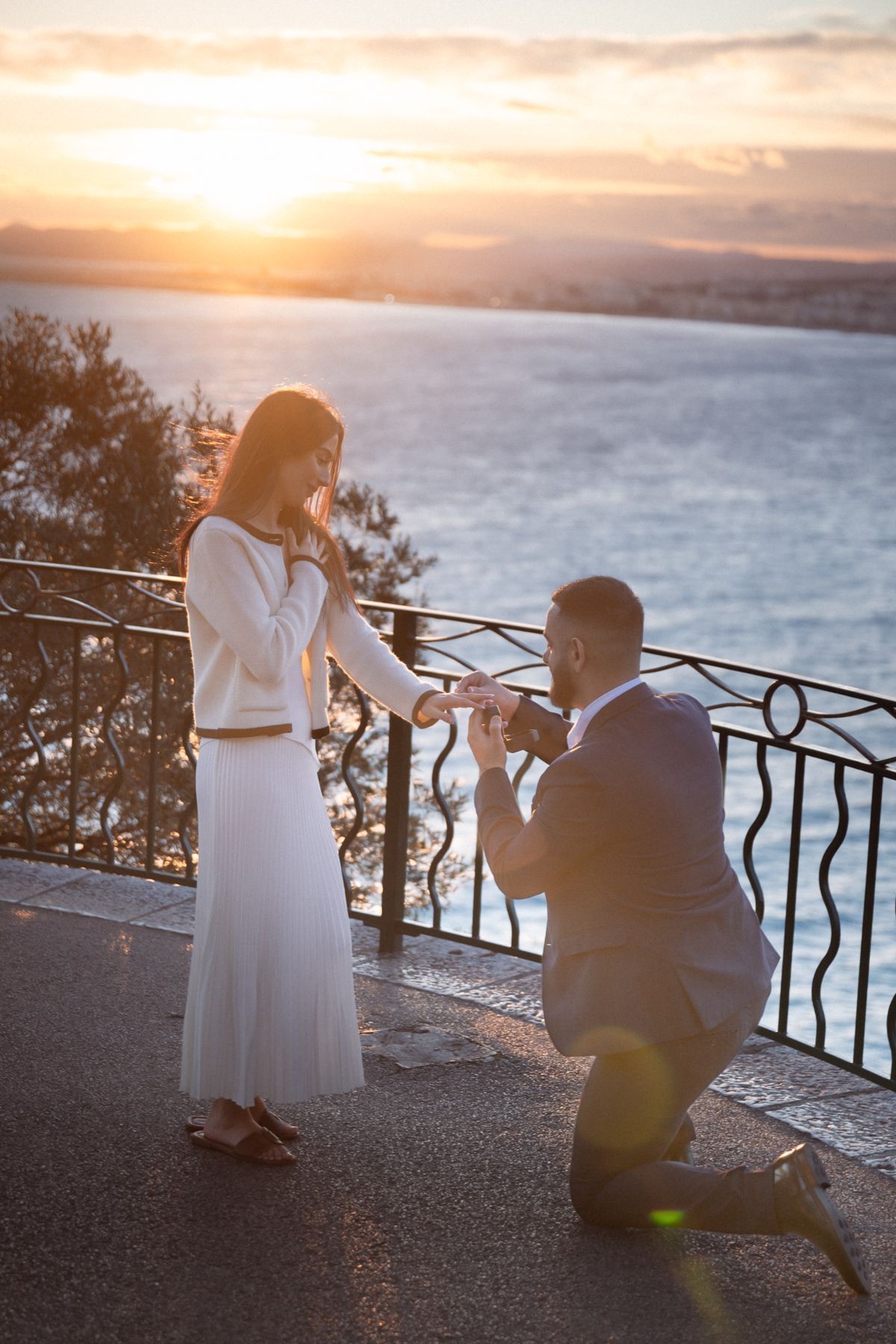 A sunset proposal on Castle Hill, Nice, on the French Riviera.