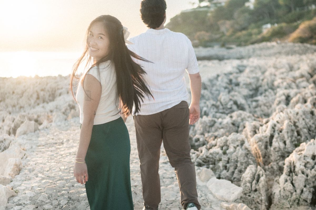 A beautiful French Riviera couple photoshoot on Cap Ferrat at Sunset
