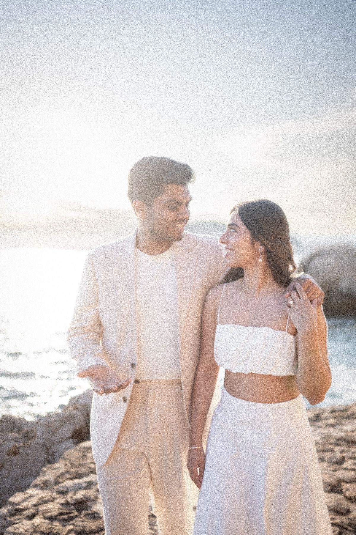 Professional photograph of a surprise proposal on the French Riviera at sunset.