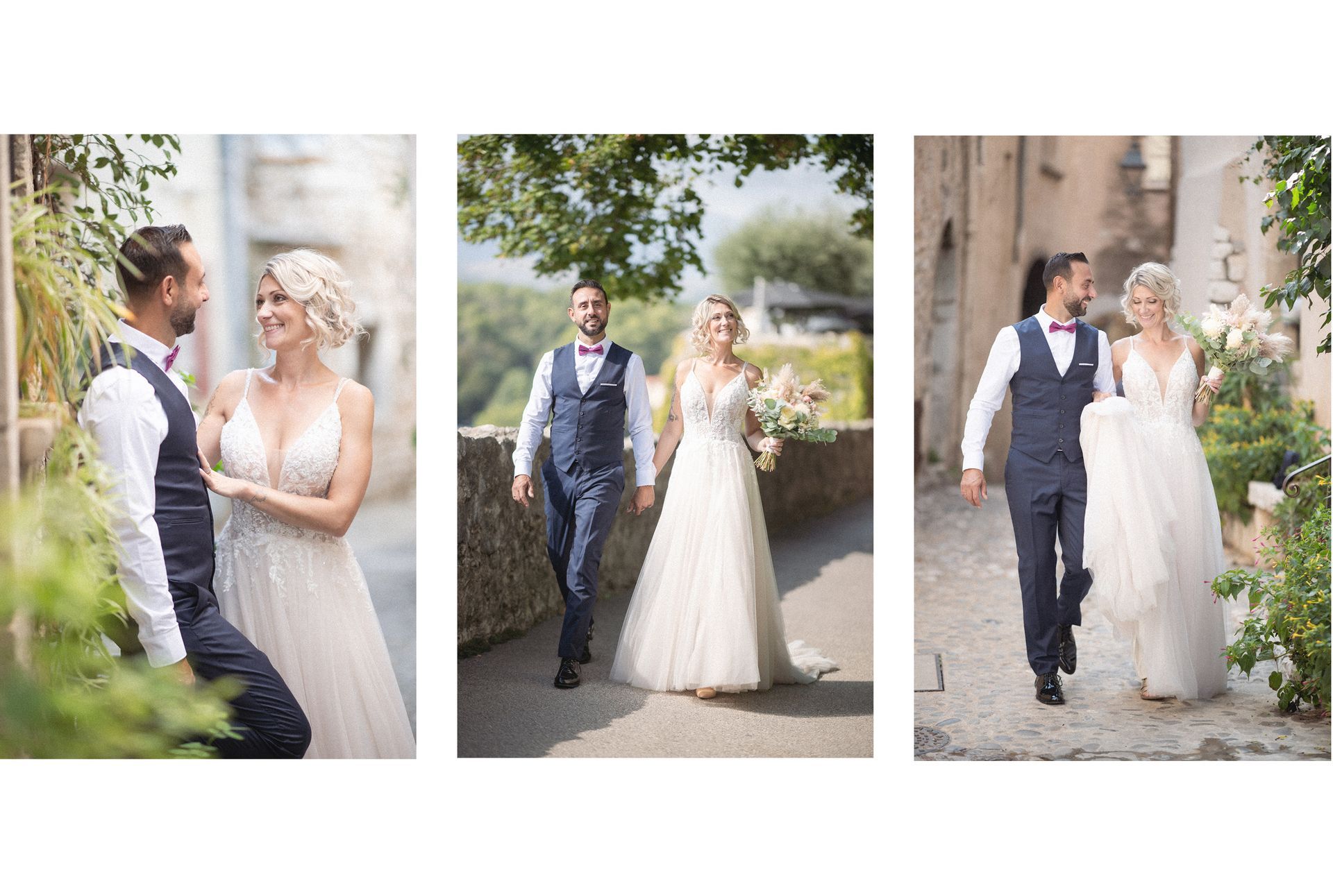 Une séance photo le jour du mariage dans les rues de St Paul de Vence