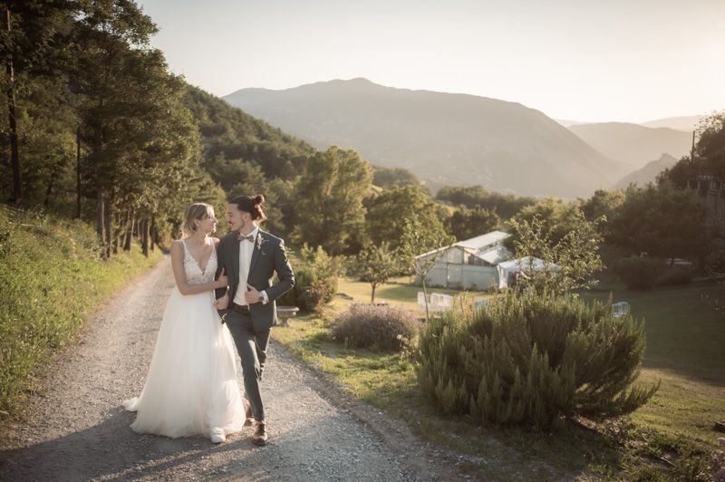 A romantic couple shoot after a wedding ceremony at Domaine de Glandeve