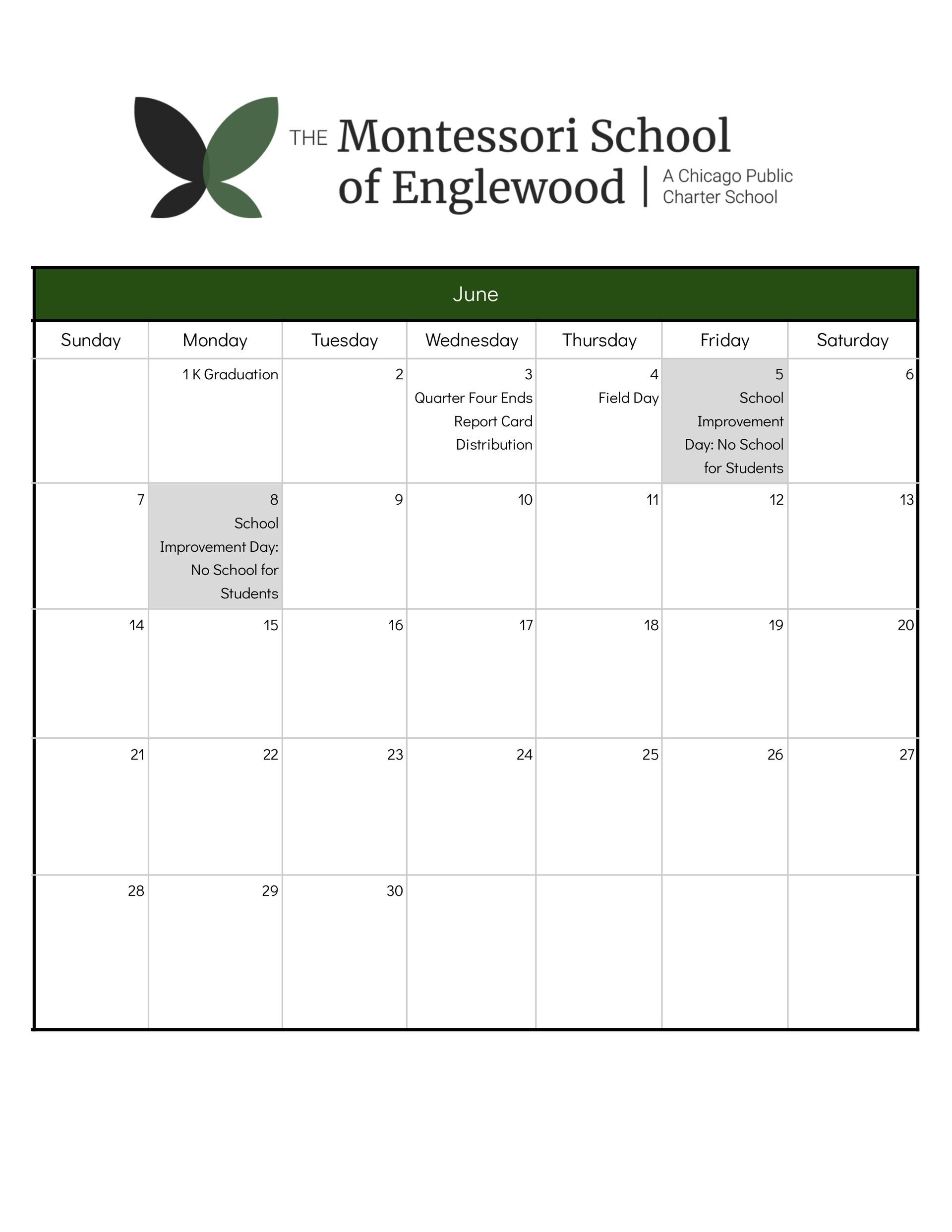 School Calendar June