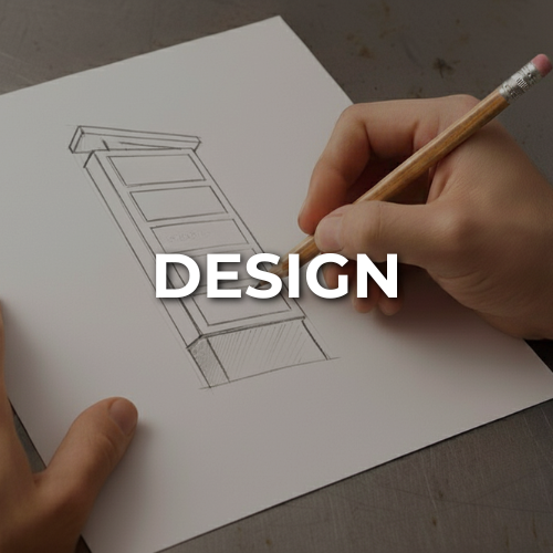 Person's hand drawing a sketch of a ladder on white paper with a pencil | custom signs little rock arkansas