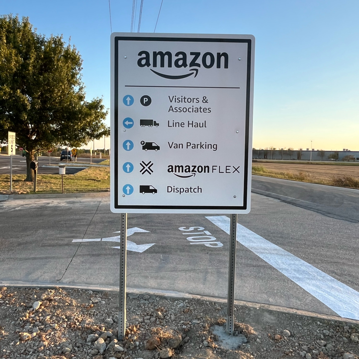Amazon sign indicating parking areas | custom parking lot signs