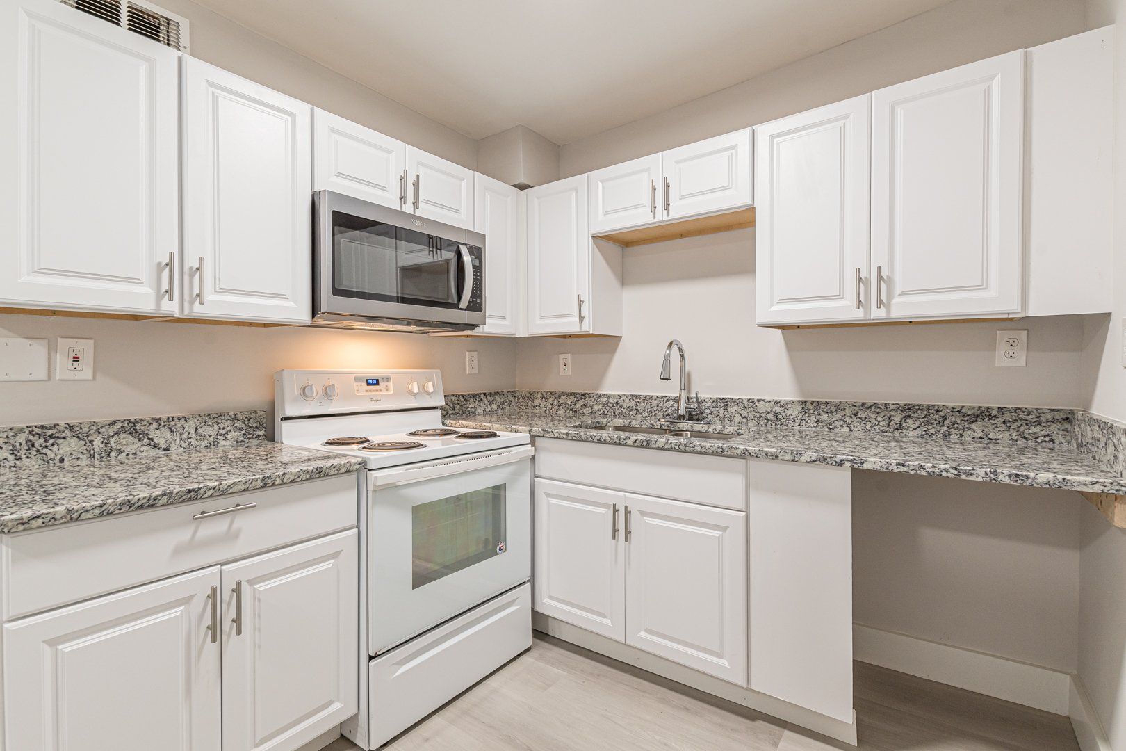 kitchen countertops and microwave