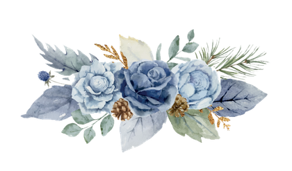 fiori azzurri con dettagli dorati