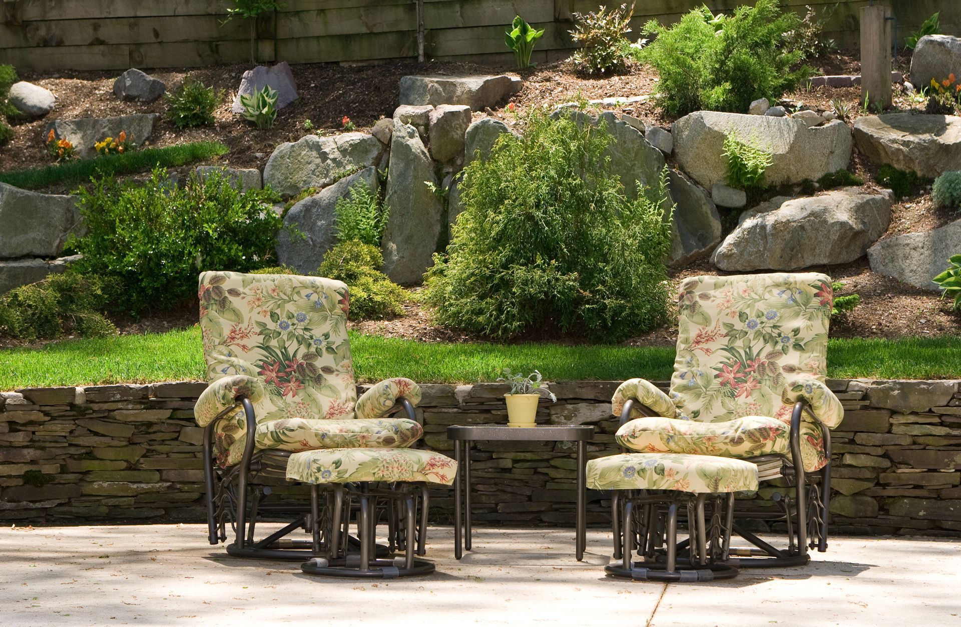 Two Chairs and a Table on a Patio 