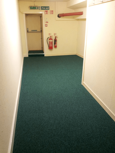 A carpeted floor
