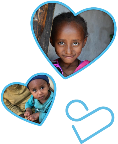 A picture of a little girl and a little boy in a heart shaped frame