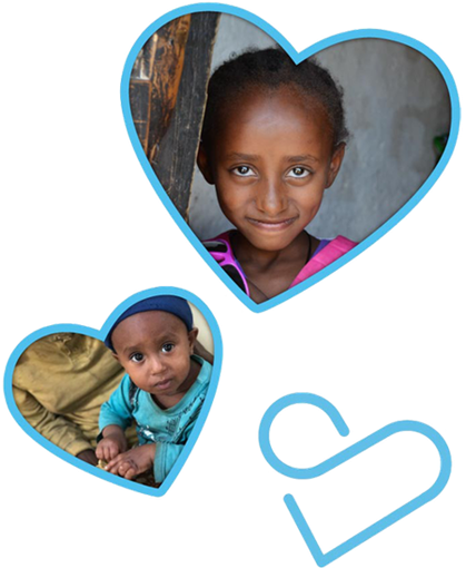 A picture of a little girl and a little boy in a heart shaped frame