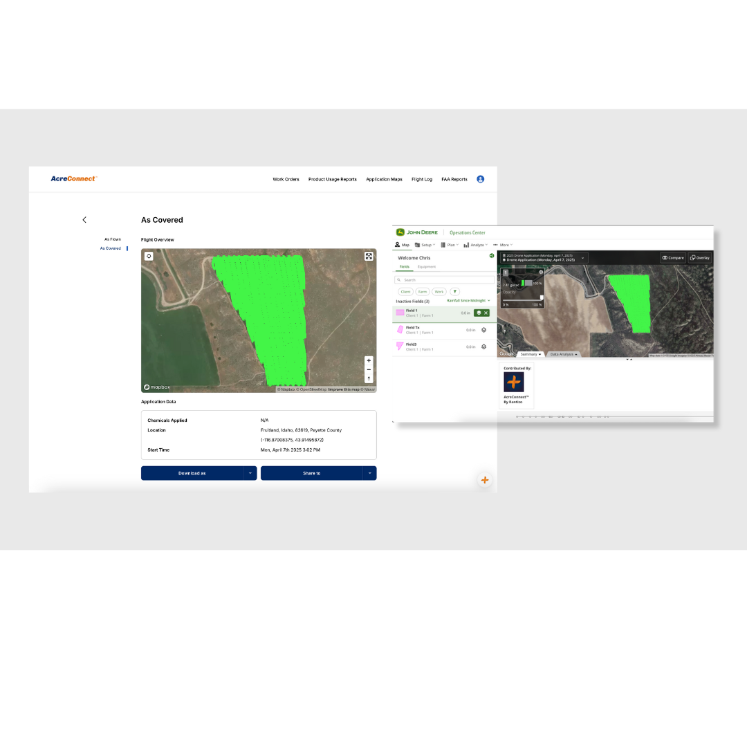 Application Map on AcreConnect and John Deere Operations Center