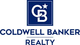 Coldwell Banker Realty logo: Dark blue square with white "CB" monogram and star; dark blue text below.