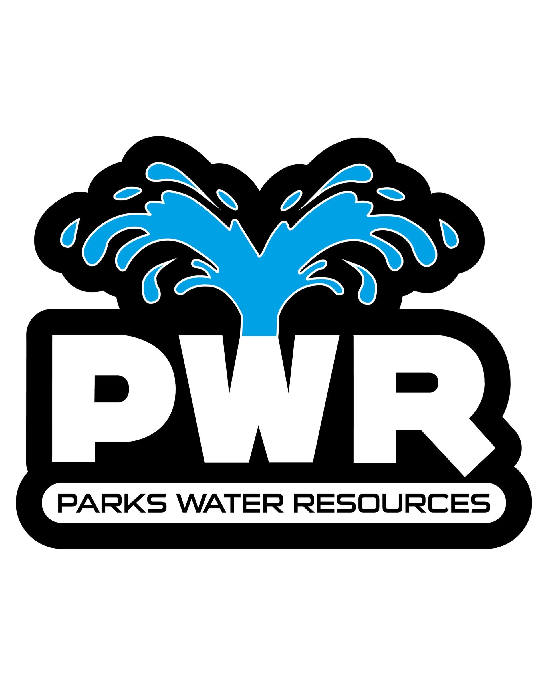 a logo for parks water resources with a fountain in the middle .