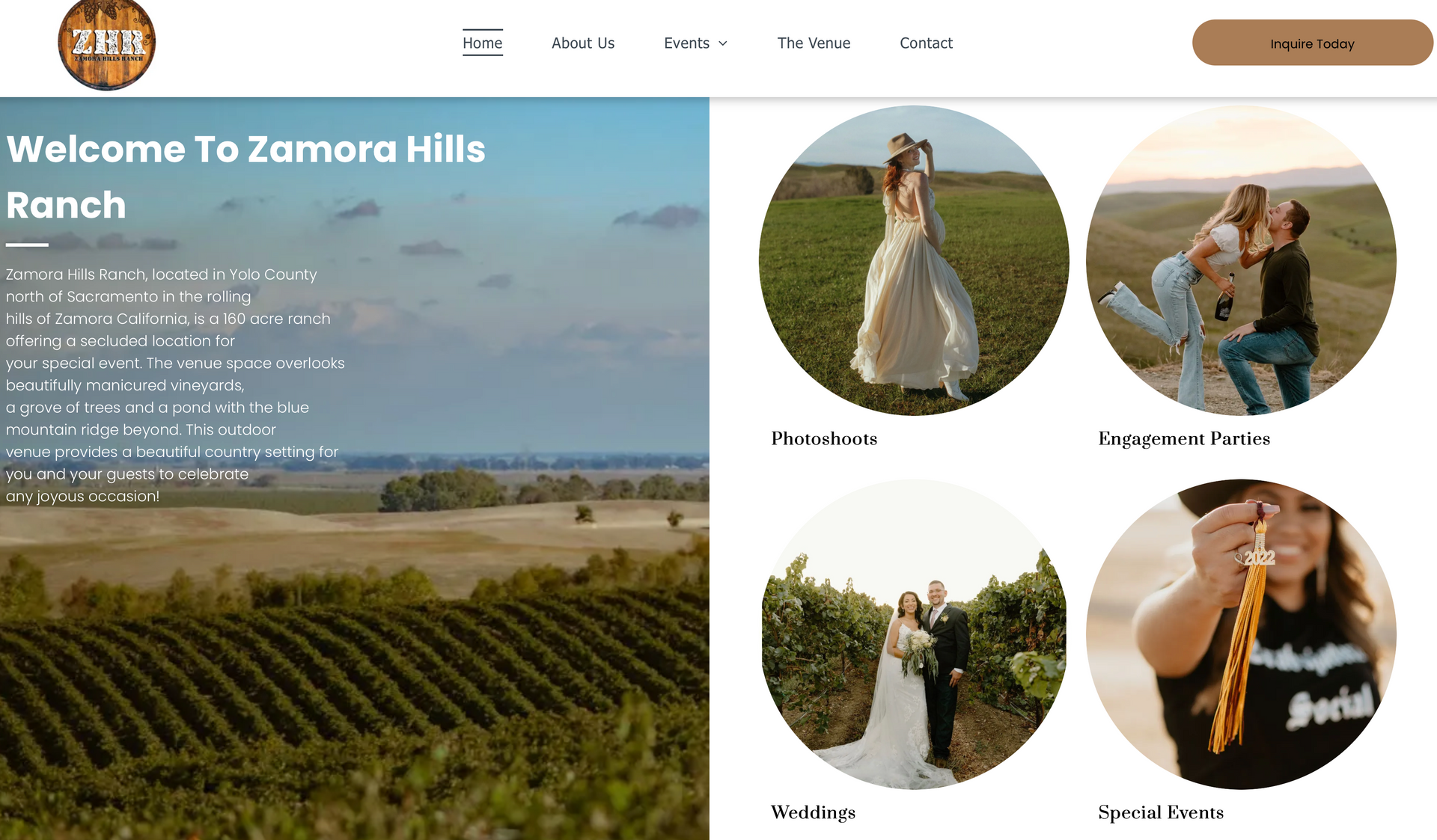 a screenshot of a website that says welcome to zamora hills ranch