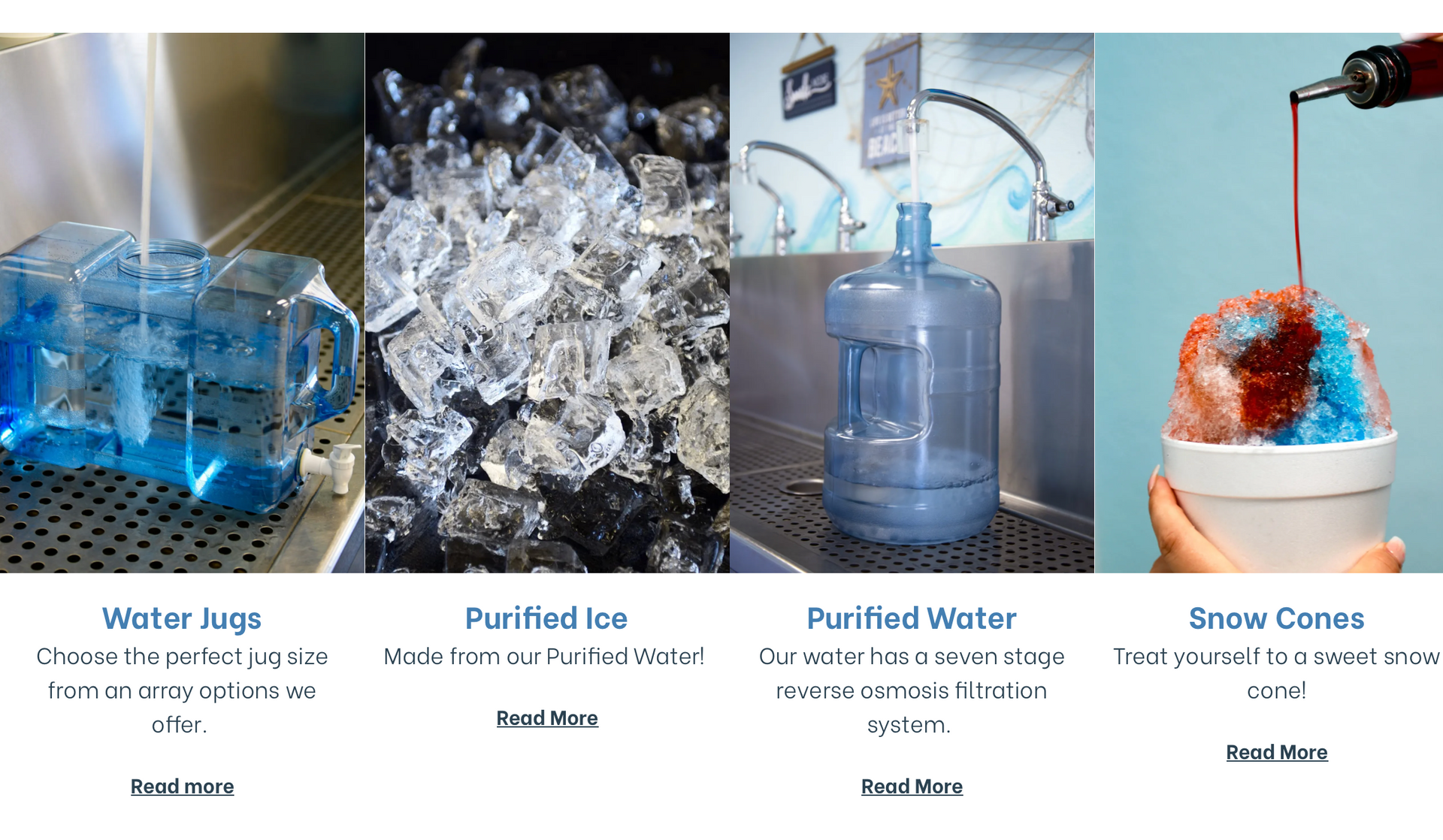 a collage of four pictures of different types of water .