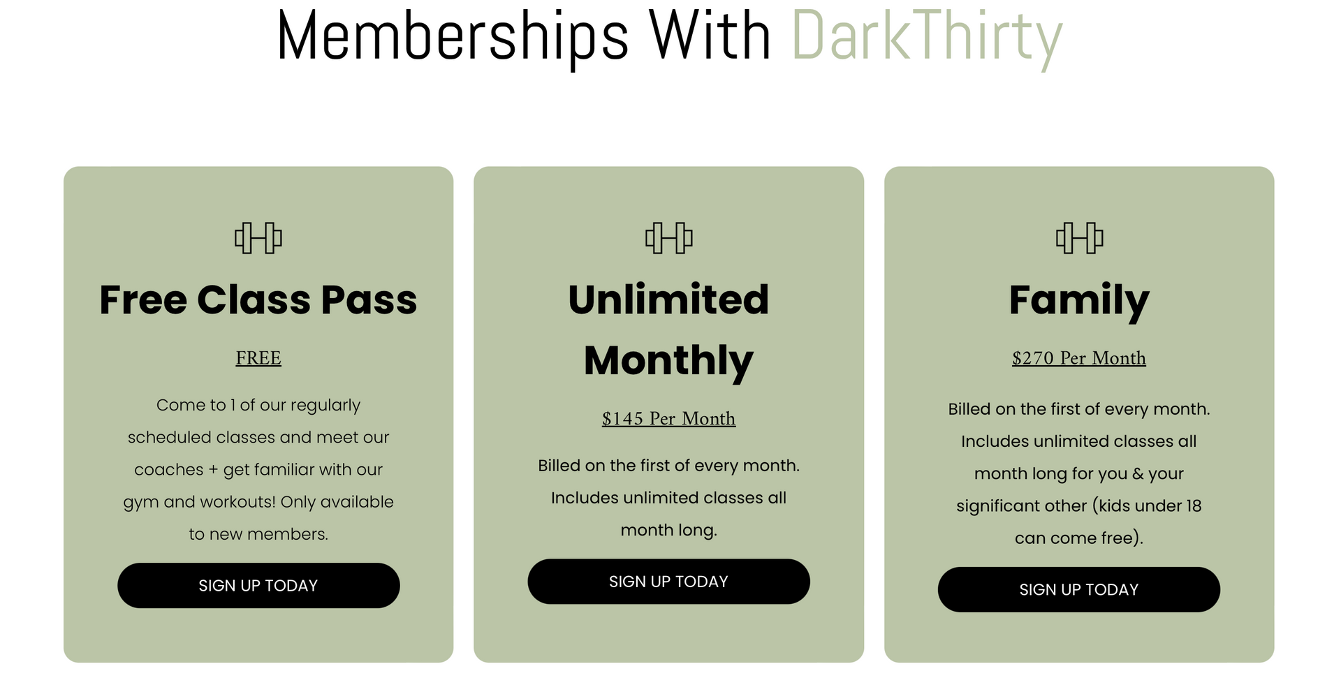 memberships with dark thirty are available for free class pass unlimited monthly and family