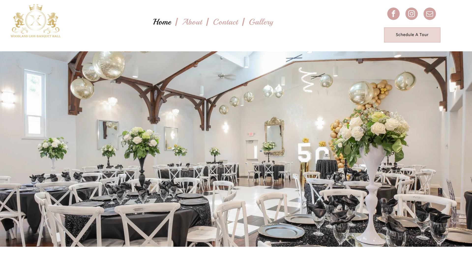 a large room with tables and chairs set up for a wedding reception .