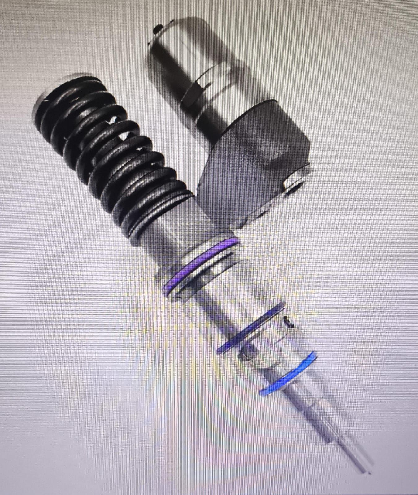 Inyector de combustible diesel con resorte y juntas tóricas.