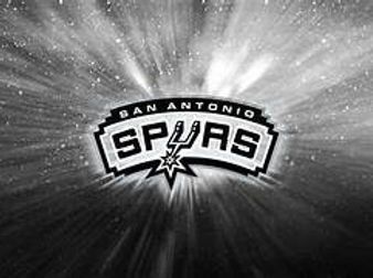 A black and white photo of the san antonio spurs logo.