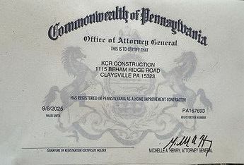 A certificate from the office of attorney general of pennsylvania.