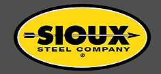 A yellow and black logo for sioux steel company