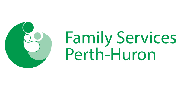 A green logo for family services perth-huron
