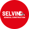 Red circle logo for Selvin General Construction; white text and a silver house silhouette.