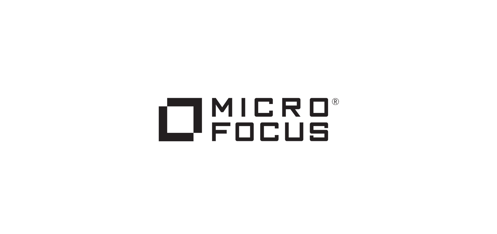 Un logotipo en blanco y negro para microenfoque sobre un fondo blanco.