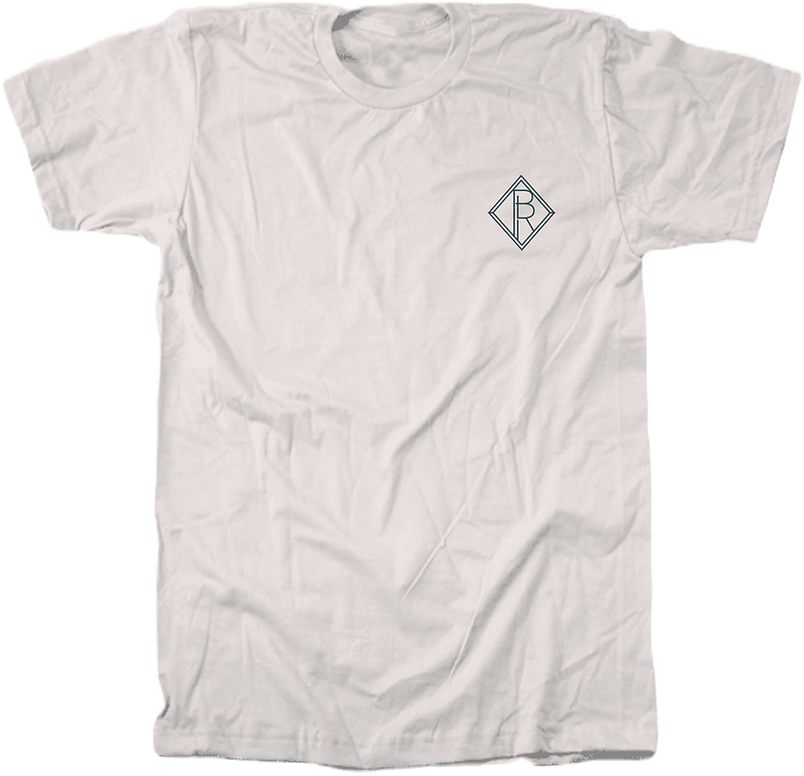 White t-shirt with Texas ranch scene: Cowboy on horse inside a circle, with 