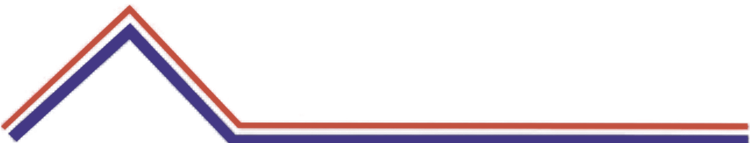 A blue , red , and white line on a white background.