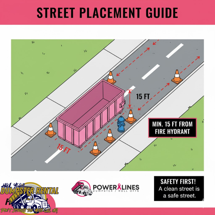 Proper street placement for dumpster rental near me in Lancaster