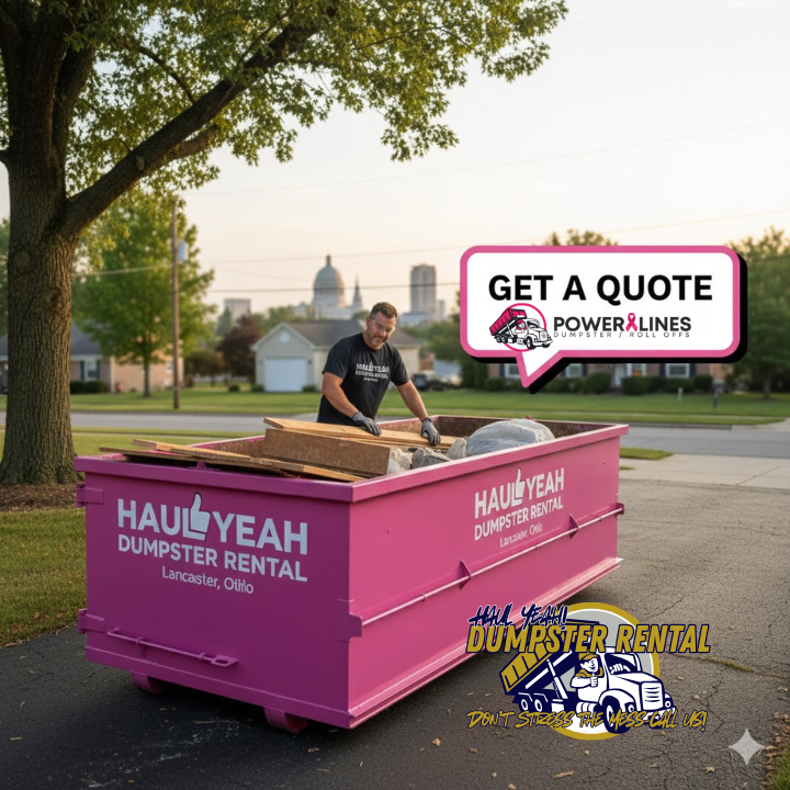 Friendly local crew member or homeowner loading a dumpster safely, or a simple