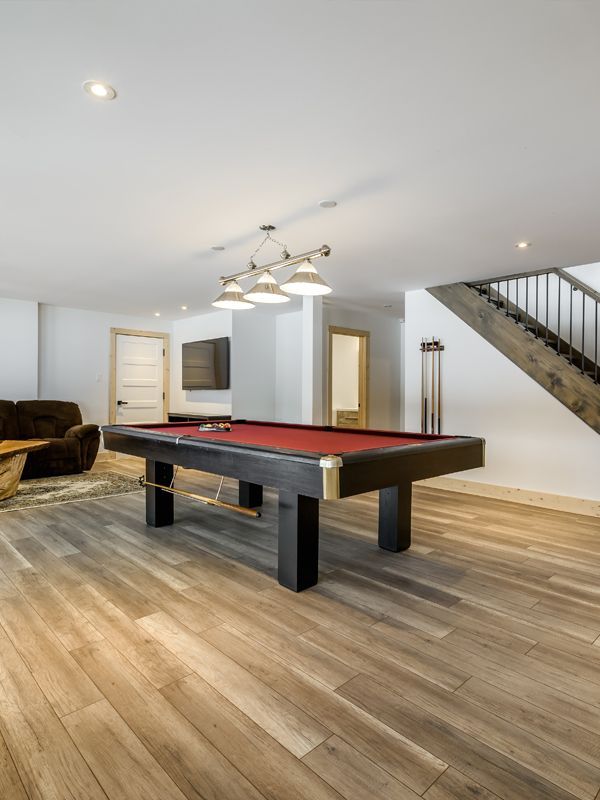 pool table in a living room