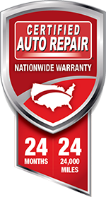 a certified auto repair nationwide warranty badge with a map of the united states on it .