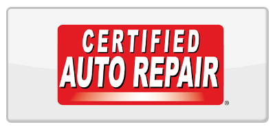 a red sign that says certified auto repair on it