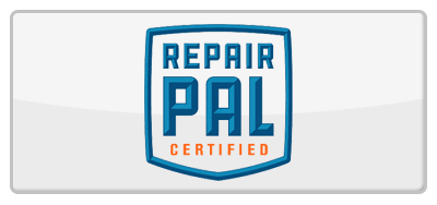 the repair pal logo is on a white background .